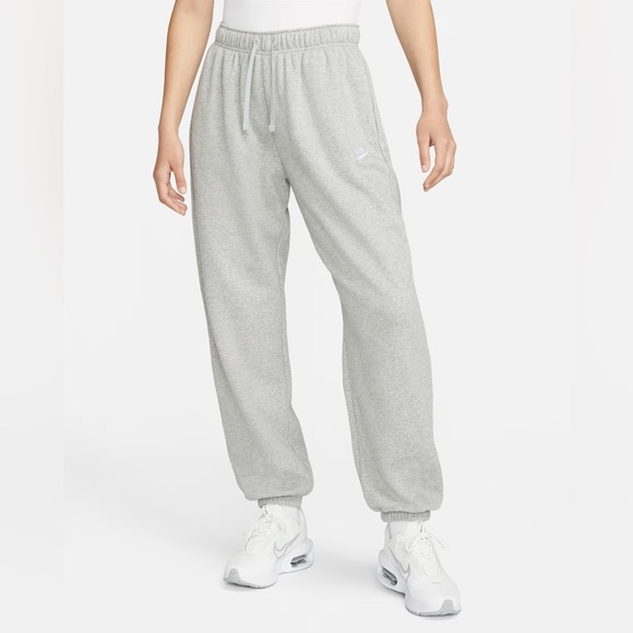 Nike Pants - Nike Club Fleece Unisex Mid-Rise Oversized Sweatpants Grey Heather Size Medium